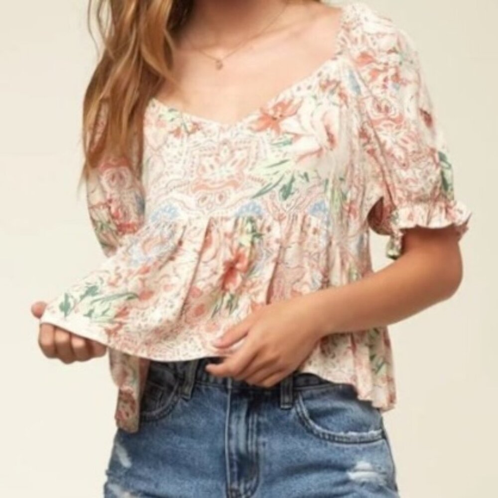ONEILL ISABEL FLORAL PRINT TOP SZ M
